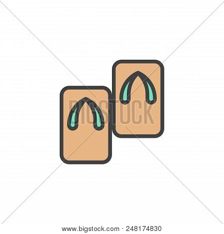 Japanese Traditional Geta Footwear Filled Outline Icon, Line Vector Sign, Linear Colorful Pictogram 