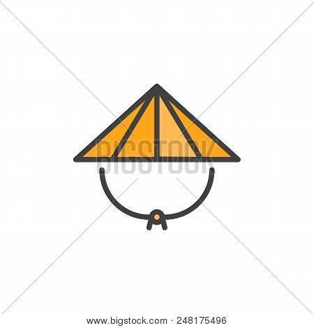 Japanese Hat Kasa Filled Outline Icon, Line Vector Sign, Linear Colorful Pictogram Isolated On White