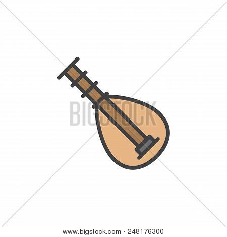Biwa Music Instrument Filled Outline Icon, Line Vector Sign, Linear Colorful Pictogram Isolated On W