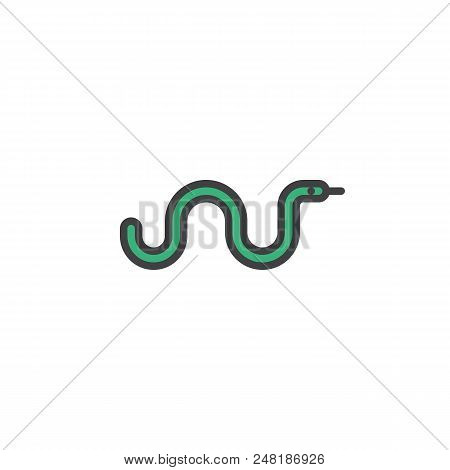 Snake Filled Outline Icon, Line Vector Sign, Linear Colorful Pictogram Isolated On White. Reptiles A
