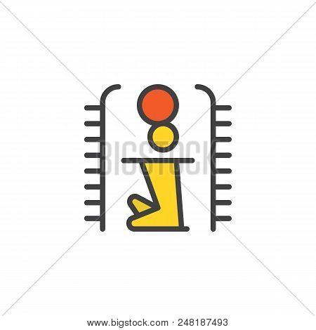 Heh Ancient Egyptian God Filled Outline Icon, Line Vector Sign, Linear Colorful Pictogram Isolated O