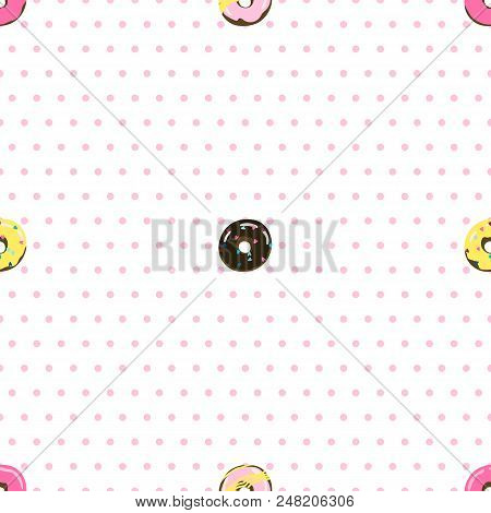 Dotted Seamless Pattern With Donuts. Stock Vector