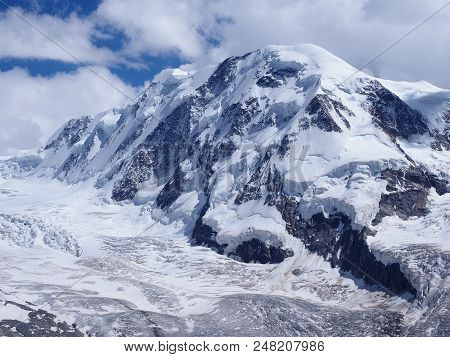 Marvelous Lyskamm Massif Landscapes And Glacier At Monte Rosa Swiss Alpine Mountain In Alps At Switz