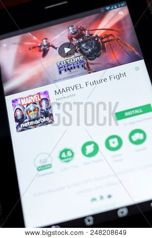 Ryazan, Russia - July 03, 2018: Marvel Future Fight Icon In The List Of Mobile Apps