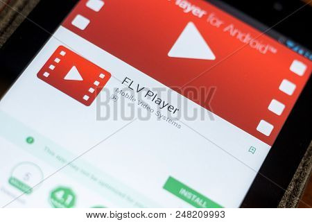 Ryazan, Russia - July 03, 2018: Flv Player Icon In The List Of Mobile Apps