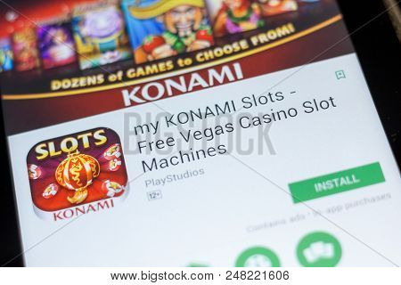 Ryazan, Russia - July 03, 2018: My Konami Slots - Free Vegas Casino Slot Machines Icon In The List O