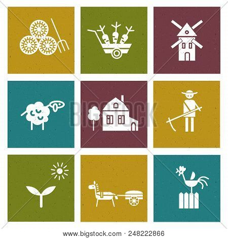 Farm And Agriculture Icons Set. Illustration Of Farm Life.