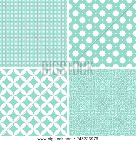 Seamless Backgrounds Collection In Green Pale Tones