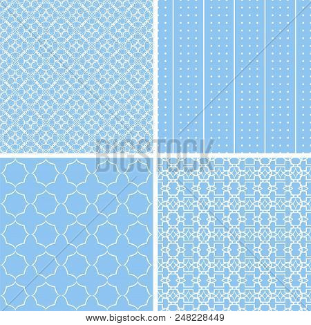 Seamless Backgrounds Collection In Blue Pale Tones