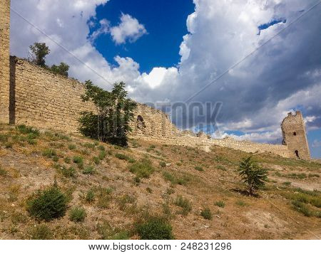 The Medieval Ruins Of The Genoese Fortress In Feodosiya, Republic Of Crimea In 2017