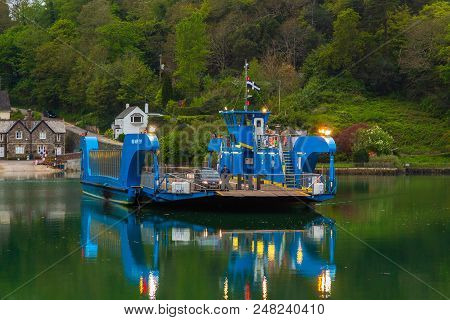 River Fal, Cornwall, Uk - 02 May 2014: The King Harry Ferry Bridge Crossing From Feock To Philleigh.