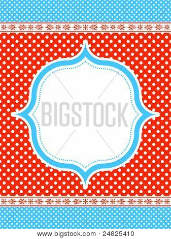blaue und rote Polka Dot Muster Rahmen
