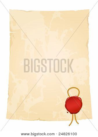 Alter Vintage Paper Sheet mit leeren Siegel