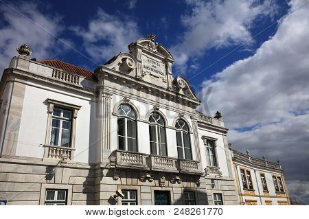 Evora, Portugal - June 01, 2018: Bank Of Portugal (agencia Do Banco De Portugal) In Evora. Alentejo.
