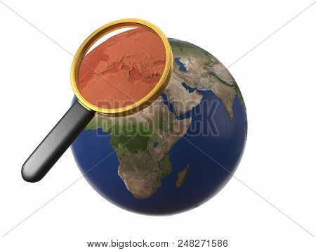 Global Warming Result Viewing Under Loup. 3d Illustration. Suitable For Climate Changes, Chatstrophe