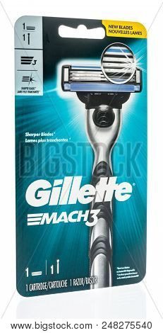 Winneconne, Wi - 4 July 2018: A Package Of A Gillette Mach 3 Shaving Razor On An Isolated Background