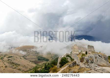 Rocca Calascio Old Italian Castle Location Film Of Famous Film The Name Of The Rose