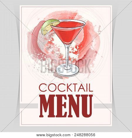 Vector Flyer, Cover Menu With A Bacardi Cocktail Image