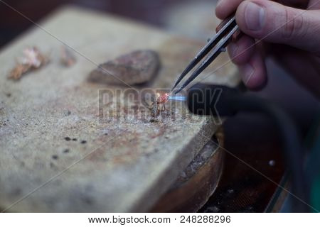 Industrial Manufacture Of The Gold Ring.making A Gold Product