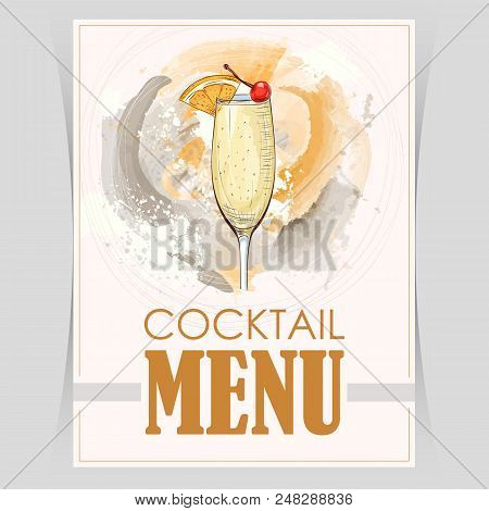 Vector Flyer, Cover Menu With A Champagne Cocktail Image