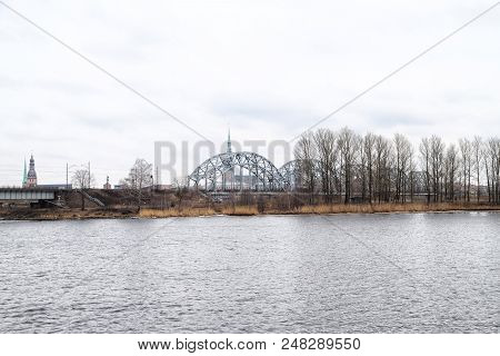 View To The Bridge At The Cloudy Day In Early Spring