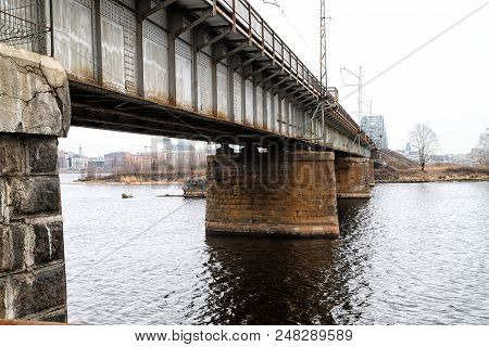 View To The Bridge At The Cloudy Day In Early Spring