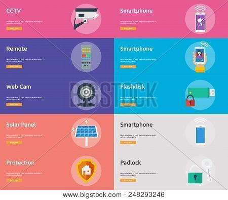 Technology Banner Design | Set Of Great Banner Flat Design Illustration Concepts For Technology, Obj