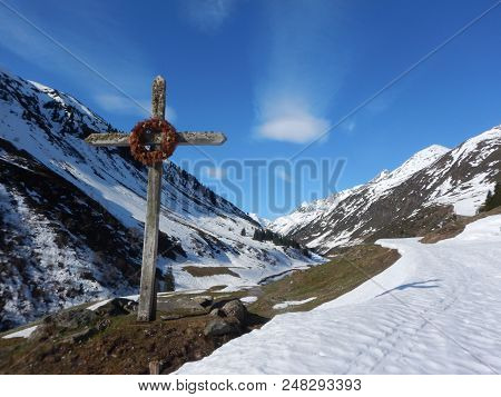 Monument Cross In Pitztal Valley