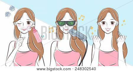 Cute Cartoon Woman With Beard Problem On The Wjite Background