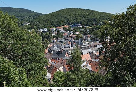 View From The Castle Ruin To The Town Konigstein Im Taunus, Germany