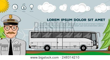 Travel Bus. Transportation Banners Or Posters. Ideal For Web Site Or Social Media Network Cover Prof