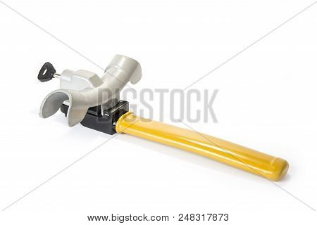 Steering Wheel Lock For The Car On The White