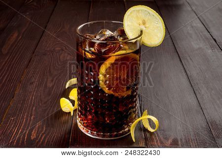 One Alcoholic Cocktail In A Transparent Glass Is Shot Close-up