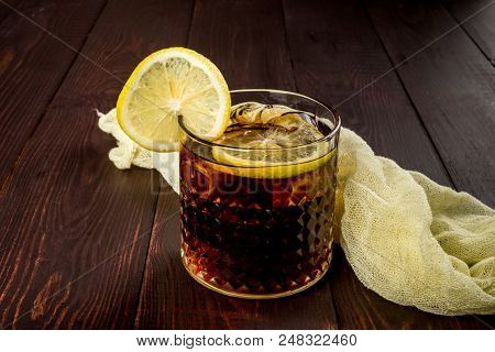 One Alcoholic Cocktail In A Transparent Glass Is Shot Close-up