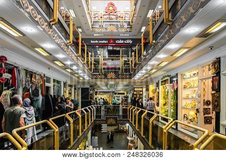Tehran, Iran - June, 2018: Grand Bazaar In Tehran City, Iran. The Grand Bazaar Is An Old Historical 
