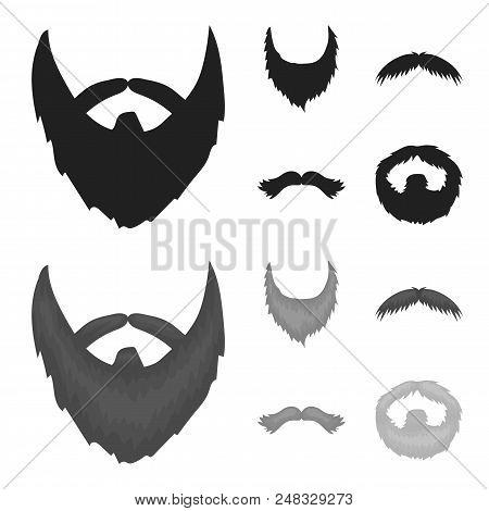 Mustache And Beard, Hairstyles Black, Monochrome Icons In Set Collection For Design. Stylish Haircut