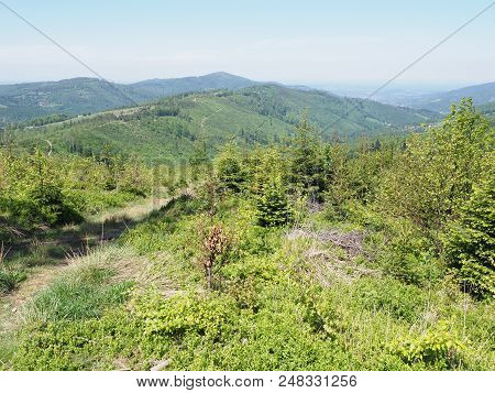Great Salmopol Pass Near Kotarz Mount In Beauty Silesian Beskids Mountains Range Landscapes Near Eur