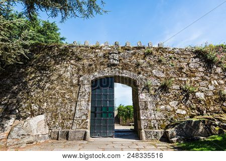 Vigo, Spain - May 20, 2017: Gateway To The Ruins Of Vigo Castle In Castro Mount Park In Vigo, Pontev