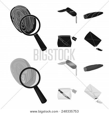 A Fingerprint Study, A Folding Knife, A Cigar Detective, A Crime Weapon Tool In The Package. Crime A
