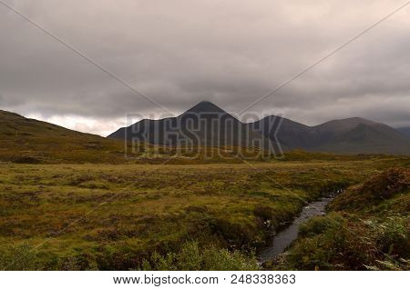 Beautiful Science Landscape With Huge Mountains In The Background