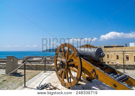 Old Cannon Shooting To The Water Korfu