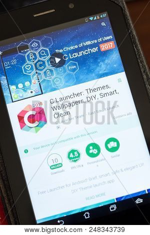 Ryazan, Russia - July 03, 2018: C Launcher: Themes, Wallpapers, Diy, Smart, Clean Icon In The List O