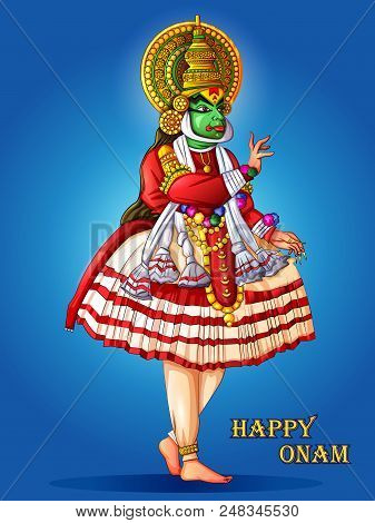Vector Design Of Happy Onam Festival Background Of Kerala In Indian Art Style