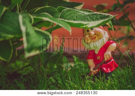 Cute Little Gnome Garden Model, Summer Decorative Statue, Outdoor Sculpture, Fantasy Figure In Grass