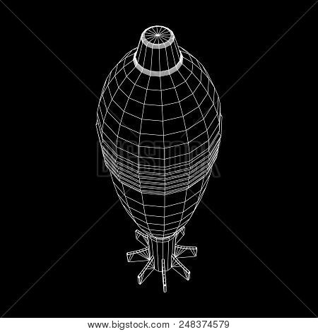 Missile, Nuclear Bomb Or Mortar Mine Wireframe Low Poly Mesh Vector Illustration