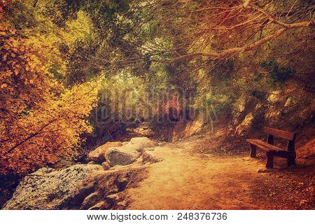 Amazing Natural Landscape In The Avakas Canyon In Cyprus. National Wild Park With Cliffs, Mountains,