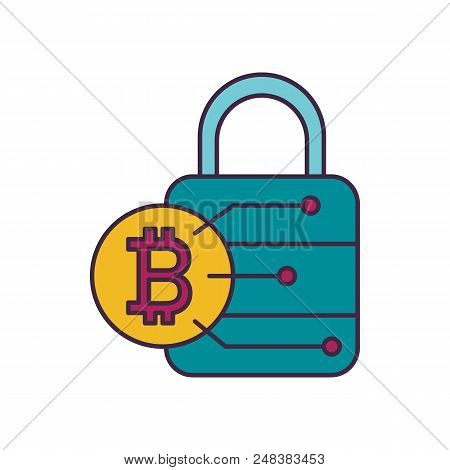 Bitcoin Encription Icon. Cartoon Illustration Of Bitcoin Encription Vector Icon For Web And Advertis