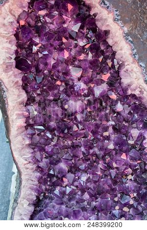 Raw Violet Amethyst Rock With Crystal Ametist Esoteric
