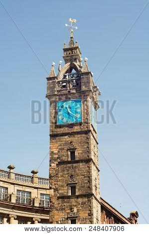 Clock Tower In Merchant City Of Glasgow, Scotland, United Kingdom