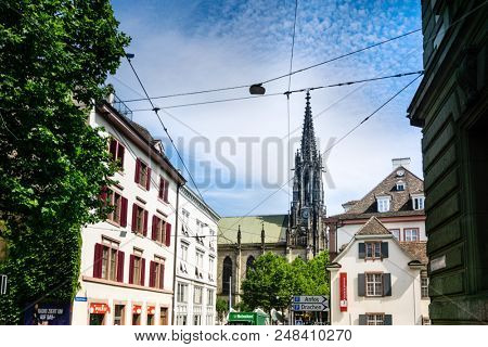 BASEL, SWITZERLAND - June 16, 2017: Old Town of Basel, Switzerland